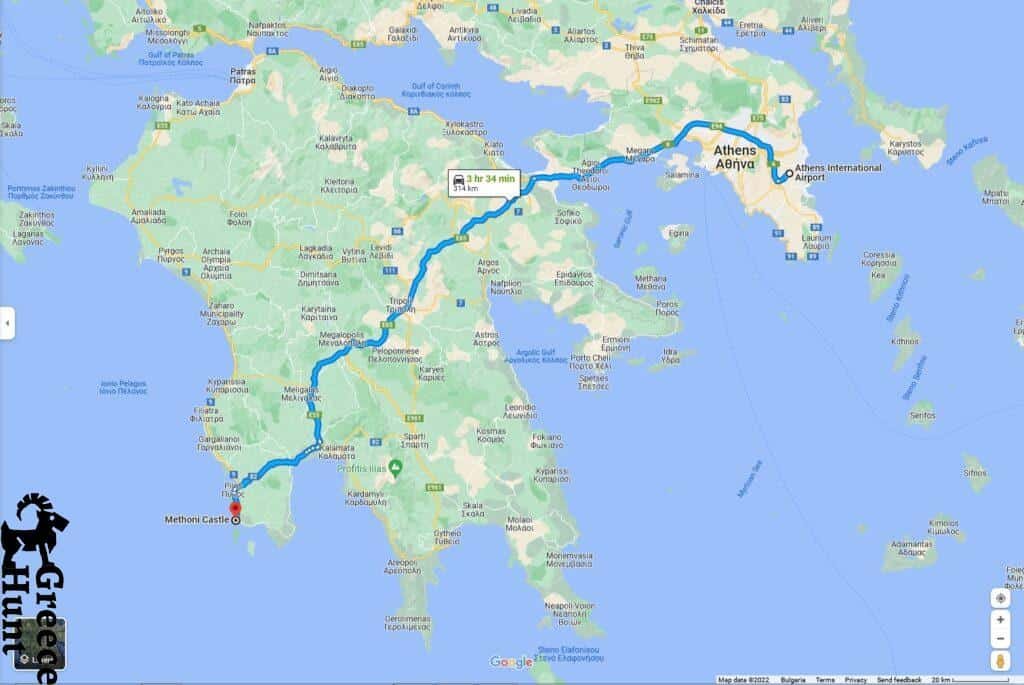 road kri kri hunt Athens to Methoni